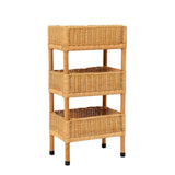 DJHK docor 3 Tier Wicker Basket Stand Storage Tower with Display Rack Standing Shelf Cabinet for Living Room, Bedroom, Kitchen, Bathroom DJHK docor