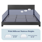 Allewie King Size Bed Frame with Adjustable Headboard, Faux Leather Platform Bed with Wood Slats, Heavy Duty Mattress Foundation, No Box Spring Needed, Noise-Free, Easy Assembly, Black Allewie