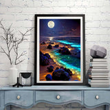 ZQEATRY 5D Beach Diamond Art Kits for Adults, Moon Starry Sky Landscape Diamond Art Kits for Beginners, DIY Full Drill Diamond Dots Paint with Gem Arts for Home Wall Decor 12 X 16 Inch ZQEATRY