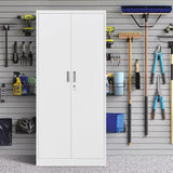 BESFUR Metal Storage Cabinet, 72" - White Garage Metal Cabinet, Adjustable Shelves and Locking Doors for Office, School, Garage BESFUR