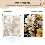 EOBROMD Paint by Numbers Kits for Adults Bee Flowers, DIY Kits Crafts for Beginner on Canvas, 3 Paint Brushes and Acrylic Paint for Home Decor 16x20inch(Without Frame) EOBROMD