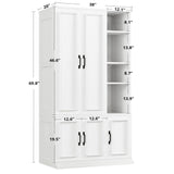 LIKIMIO Armoire Wardrobe Closet 70" H, 5 Doors Bedroom Wooden Wardrobe with 4 Storage Shelves and Hanging Rod, Clothing Storage Cabinet Organizer Combination, White LIKIMIO