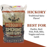 Wood Smoker Chips Bundle of 3 Flavors - Apple, Mesquite & Hickory Wood Chip for Smokers, Can be Use on Gas, Charcoal Grill, Smoke Wood Chips for Grilling, BBQ & Camping by Mr. Bar-B-Q(3 x 1.6 Lb Bags) Mr. Bar-B-Q