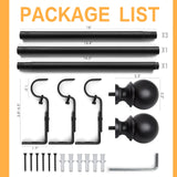 Zeerobee Curtain Rods for Windows 48 to 84, Adjustable Heavy Duty Wrap Around 1 Inch Curtain Rod, Outdoor Indoor Room Divider Modern Drapery Pole, Black, 32-86" zeerobee