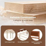 Giantex Queen Wood Platform Bed Frame with Headboard, Mid Century Queen Bed Frame with Wood Slat Support, Solid Wood Foundation with 16" Under Bed Storage, No Box Spring Needed, Easy Assembly Giantex