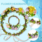 Timlotti 141Pcs(30 Set) Flower Crowns Kit for Girls Flower Crowns Making Kit Make Your Own Floral Crowns Garland Wreath with Berries and Ribbon for Girls/Teens/Women(Blooming Rose) Timlotti