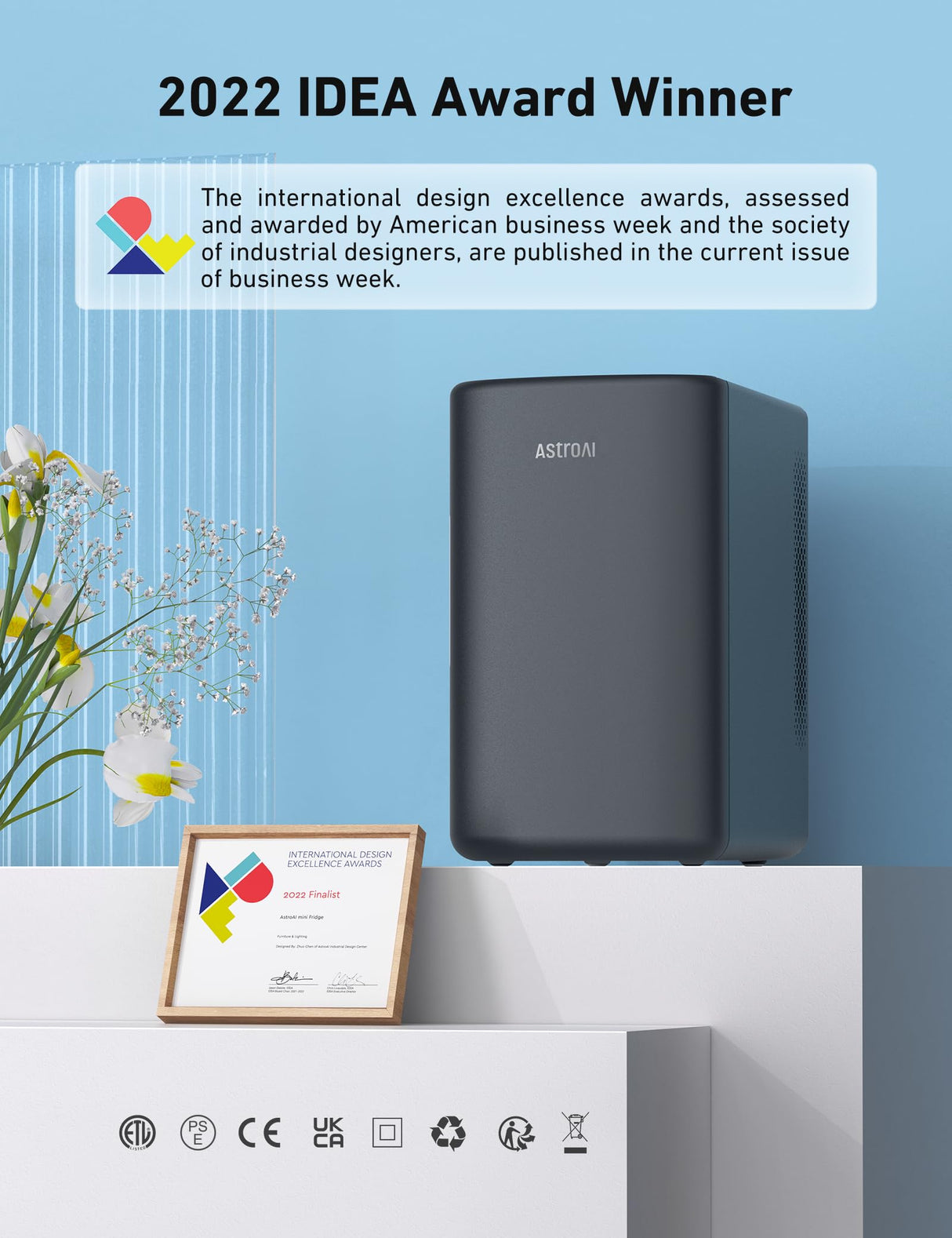 AstroAI Mini Fridge 2.0 Gen, 6 Liter/8 Cans Makeup Skincare Fridge 110V AC/ 12V DC Portable Thermoelectric Cooler and Warmer Little Tiny Fridge for Bedroom, Cosmetics (Dark Grey) AstroAI