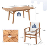 OC Orange-Casual Patio Furniture Set, Acacia Wood Patio Dining Set for 6-8, Outdoor Expandable Table and Chairs Set with Umbrella Hole and Breathable Textilene Fabric for Garden (White, 5 Pieces) OC Orange-Casual