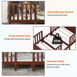 Costzon 2-in-1 Convertible Toddler Bed Frame with Safety Guardrails & Footboard - Brown Costzon