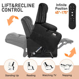 EONIX Dual Motor Oversized Power Lift Recliner Chair for Elderly, 400lbs Heavy Duty Faux Leather Recliner with Massage and Heat, Lay Flat Big and Tall Lift Chair with Cup Holders, Black EONIX