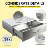 SGOLAN Outdoor Kitchen Drawers 30" W x 10" H x 23" D Flush Mount BBQ Single Drawers with Divider,Built-in Stainless Steel Drawer with Chrome Handle for Outdoor Kitchen Island Patio Grill Station SGOLAN
