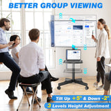 Rfiver Mobile TV Cart for 23-60 Inch LCD LED Flat Panel Curved Screen TVs up to 88 lbs, Height Adjustable Shelf Rolling Floor Stand with Wheels as a Movable Portable Stand, Max VESA 400x400mm Rfiver