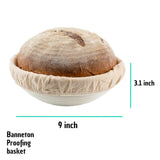 9 inch Round Bread Banneton Proofing Basket & Liner SUGUS HOUSE Brotform Dough Rising Rattan Handmade rattan bowl - Perfect For Artisan SUGUS HOUSE