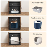 unipaws Cat Litter Box Enclosure with Shelves, Tall Hidden Litter Box Cover for Tall or Top Entry Litter Box, Kitty Enclosed Litter Box Cabinet, Cat Box Furniture, Walnut unipaws