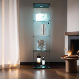 Zipzop Modern 64.5'' 4-Shelf Glass Display Cabinet with Lock and Lights, Lighted Curio Cabinet Collection Display Case, Floor Standing Showcase for Living Room Bedroom Home Office Zipzop