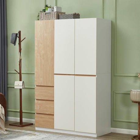 Sophshelter Armoire Wardrobe Closet Wood, 3 Door 3 Drawers White Closet Wardrobe for High Storage Capacity, Tall Cabinet Closet with 3 Hanging Rod 47.3" L x 20.3" W x 72" H Sophshelter