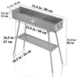 WILLBBQ Commercial Quality Portable Charcoal Grills Multiple Size Hibachi BBQ Lamb Skewer Folded Camping Barbecue Grill for Garden Backyard Party Picnic Travel Outdoor Cooking Use(31.6x7.1x5.1 inch) WILLBBQ