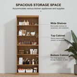 Casaphoria 82" H Wooden Bookcase, Heavy Duty Bookshelves, 6-Tier Wide Bookshelf with Large Storage Space for Home Office, 82" H x 31" W x 16" D, 130Lb, Oak Casaphoria