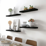 YFYEO Black Wood Floating Shelves for Wall Rustic Wall Shelf for Bedroom Living Room Set of 4 YFYEO