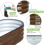 SnugNiture Galvanized Raised Garden Bed Outdoor, 2 Pcs 4x2x1ft Oval Metal Planter Box for Planting Plants Vegetables, Brown SnugNiture