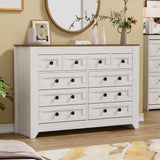 PAKASEPT 10 Drawers Dresser, Farmhouse Dresser for Bedroom, Wood Dressers & Chests of Drawers White Dresser Closet Organizers for Bedroom,Hallway PAKASEPT