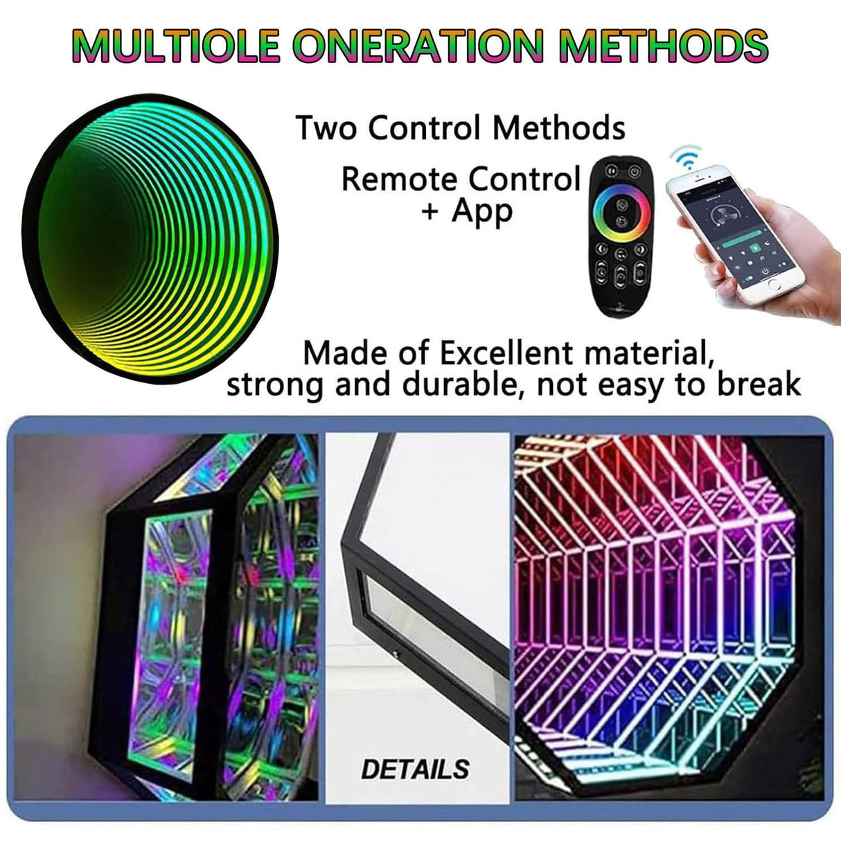 3D Mirror Tunnel Light, Infinity Mirror Tunnel Lamp, Infinity Square Mirror, Sensory Mirror Tunnel Night Light, LED Infinity Mirror Tunnel Lamp, Infinity Lamp Tunnel Mirrors Wall,Circle-30cm Generic