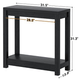 Besiost Small Farmhouse Wood Entryway Table Narrow Console Table with Storage Behind Couch Sofa Table with Shelves Entry Way Table with Open Storage, Easy Assembly, 32" Embossed Wood Grain Black Besiost