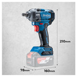 Dong Cheng 20V Cordless Impact Wrench, Max Torque 360 ft-lbs (488N.m), 1/2 inch with 3 Mode Speed, 2400 RPM Brushless Impact Gun, Includes 4.0Ah Battery, Charger, 4 Impact Sockets and Kit Bag Dong Cheng