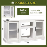 WLIVE Retro TV Stand for 65 inch TV, TV Console Cabinet with Storage, Open Shelves Entertainment Center for Living Room and Bedroom, White WLIVE