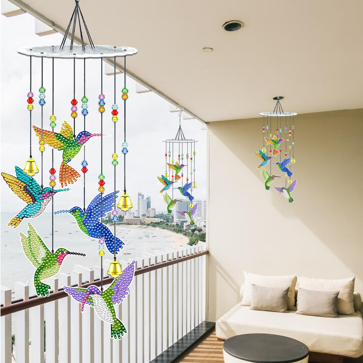 JeCuiK Hummingbird Diamond Painting Wind Chimes Double Side DIY Diamond Art Kits for Adults Diamond Painting Kits Wind Chimes 3D Diamond Art Suncatchers Hanging Ornament Crafts for Garden Decor JeCuiK