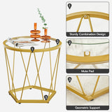 HOOBRO Small Coffee Table Set of 2, Round Coffee End Table with Metal Frame, Glass Top, Gold Side Table for Living Room, Bedroom and Balcony, Modern Style, Gold GD79BZ01 HOOBRO