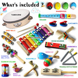 LOOIKOOS Toddler Musical Instruments,Wooden Percussion Instruments Toy for Kids Baby Preschool Educational Musical Toys Set for Boys and Girls with Storage Bag LOOIKOOS