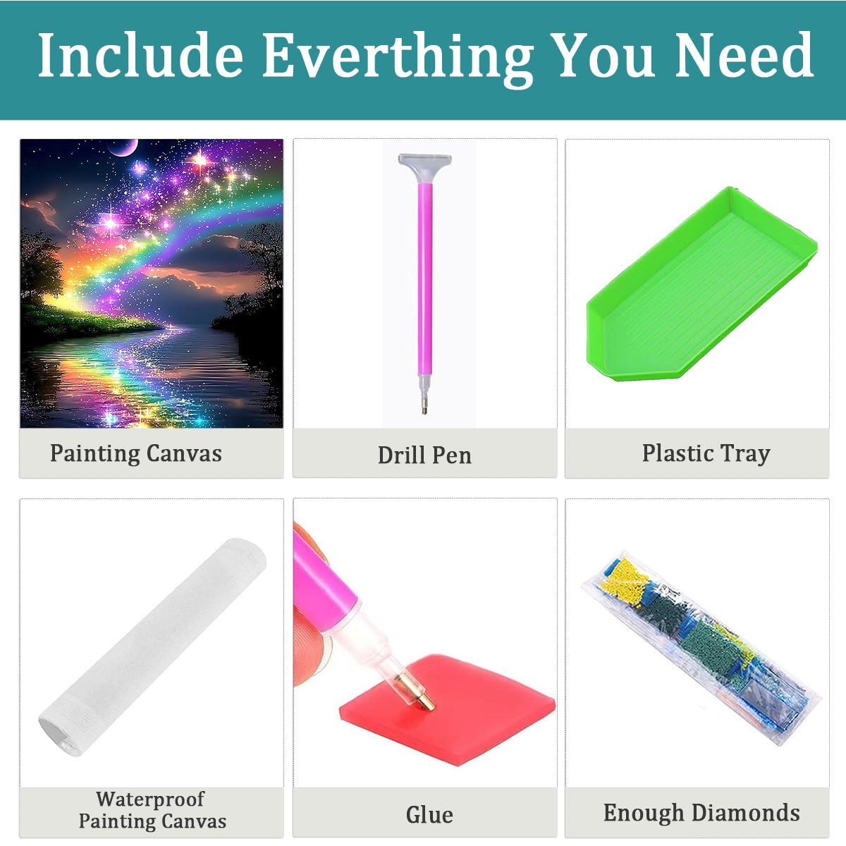 5D DIY Diamond Painting, 30x40cm Rainbow Galaxy River Starry Sky Art, Full Round Drill Craft for Adults Beginners, Dreamy Room Decor Gift Amz Camel