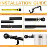 Zeerobee Curtain Rods for Windows 48 to 84, Adjustable Heavy Duty Wrap Around 1 Inch Curtain Rod, Outdoor Indoor Room Divider Modern Drapery Pole, Black, 32-86" zeerobee