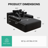 Novilla Oversized Chaise Lounge Indoor, Corduroy Cloud Couch Boneless Chaise Lounge Chair Indoor Deep Seat Reading Chair, 66‘’L x 46‘’W Boneless Couches for Living Room, No Assembly Required, Black Novilla