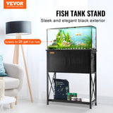 VEVOR Aquarium Stand, 20 Gallon Fish Tank Stand, 25.6 x 16.5 x 31.9 in Steel and MDF Turtle Tank Stand, 167.6 lbs Load Capacity, Reptile Tank Stand with Storage Cabinet and Embedded Power Panel, Black VEVOR