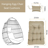 Enipate Outdoor Hanging Egg Chair Cushion, Water-Resistant Tufted Swing Basket Chairs Cushion Pads with Headrest Pillow Enipate