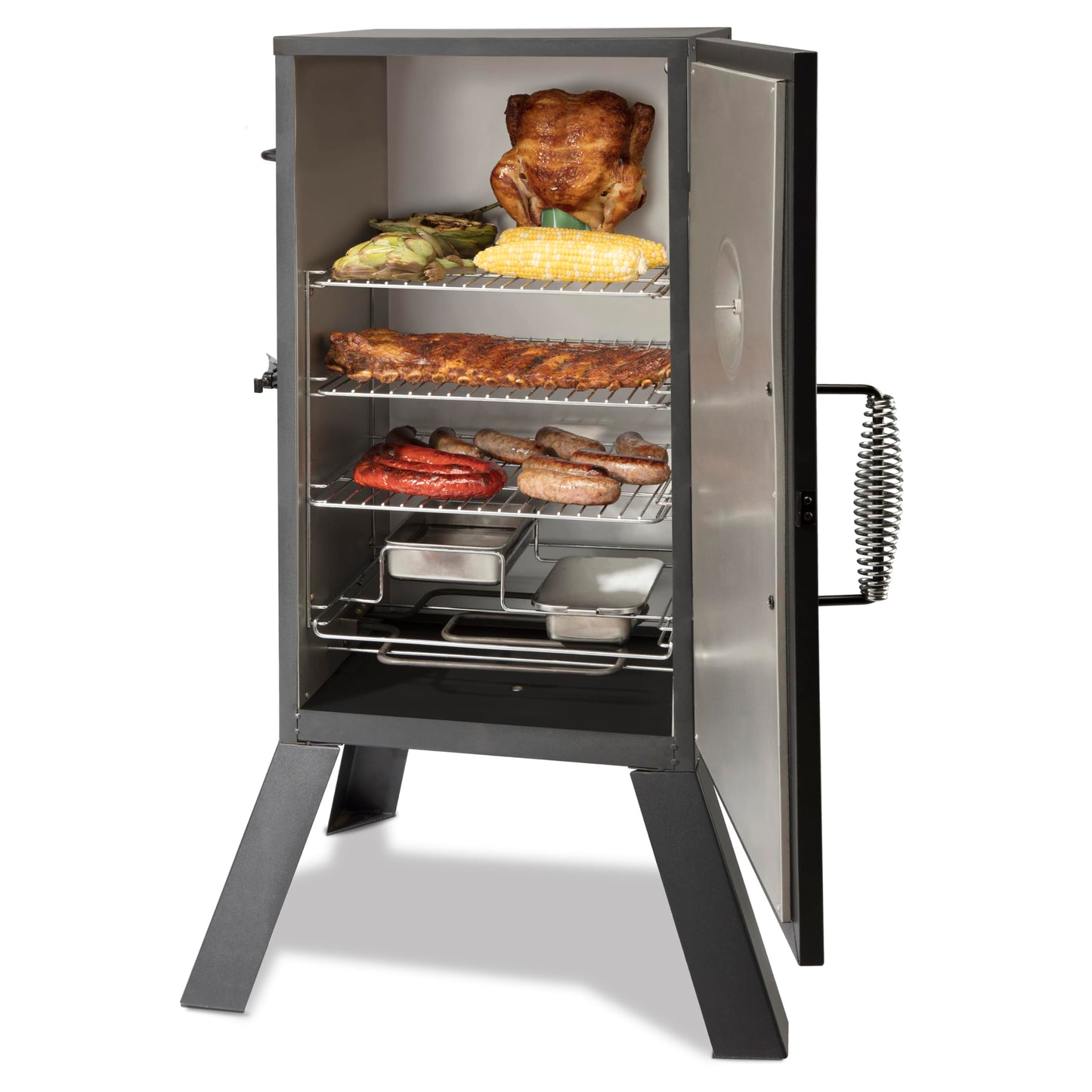 Cuisinart 30" Electric Smoker, 3 Adjustable Racks, Large Capacity BBQ, Water and Wood Trays for Smoked Meat, Brisket, Salmon & Jerky, Adjustable Temperature Control