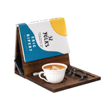 Wooden Book Holder Stand for Page Rest Nook Reading Valet with Coffee Mug Cup Glasses Pen Ipad Holder for Nightstand Desktop Bedside Birthday Gifts for Book Lovers Readers (Dark Brown) GloxwRiyt