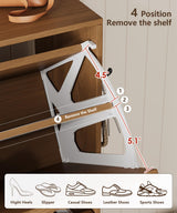 Akxomel Fluted Shoe Storage Cabinet, Narrow Hidden Shoe Rack Cabinet with Metal Legs, Narrow Shoe Organizer, 2 Flip Drawers, for Entryway, Hallway, Living Room, Walnut Akxomel