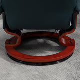 HOMCOM Faux Leather Manual Recliner, Adjustable Swivel Lounge Chair with Footrest, Armrest and Wrapped Wood Base for Living Room, Blue HOMCOM