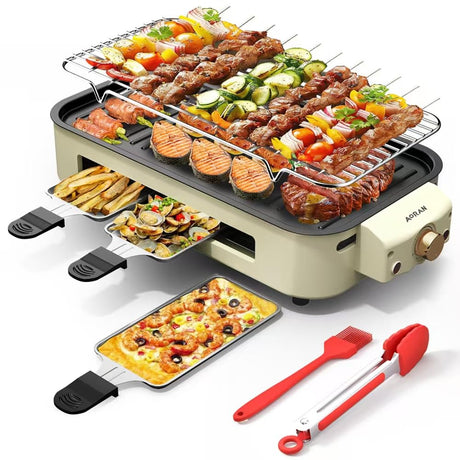 AORAN Indoor Grills Electric Smokeless – Versatile Smokeless Indoor Grill for Home Cooking, Featuring Indoor Grills Electric Smokeless, Skillet Griddle, and Kitchen Griddle White aoran kitchen