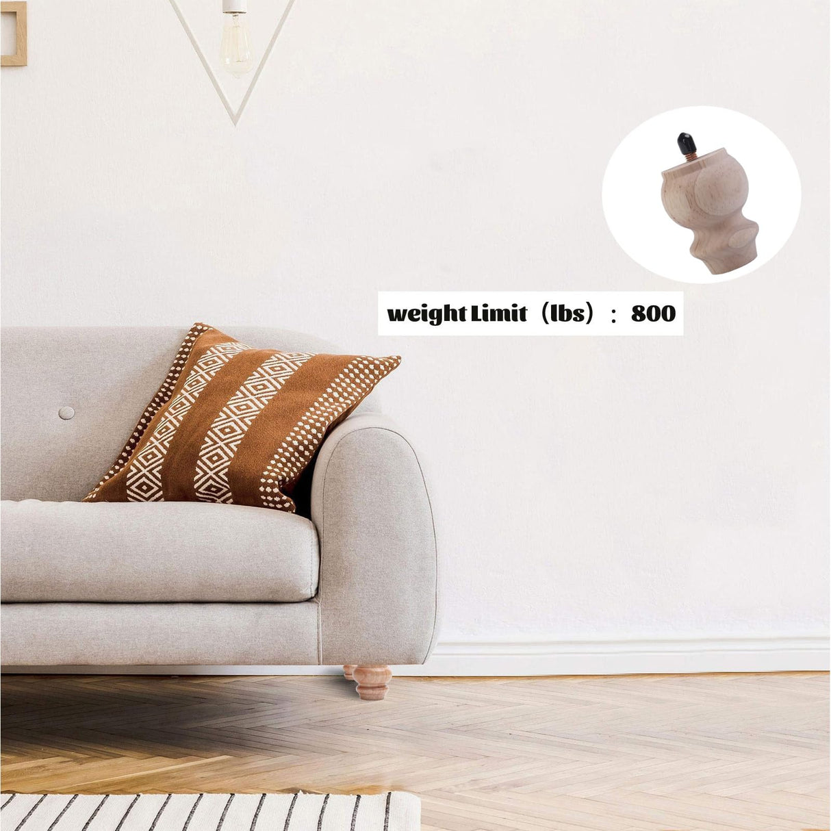 Txcucc 3 Inch Wooden Unfinished Bun Feet for Dresser Legs Couch Sofa Cabinet Ottoman DIY Replacement Wood Furniture Legs Set of 4 M8 Bolt Screw in (3”) Txcucc