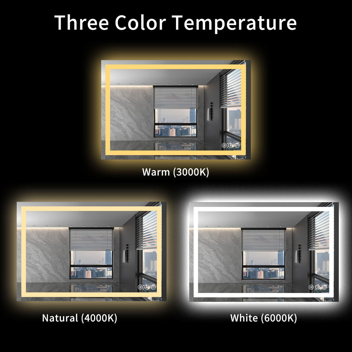 LOAAO 40X32 LED Bathroom Mirror with Lights, Anti-Fog, Dimmable, Backlit + Front Lit, Lighted Bathroom Vanity Mirror for Wall, Memory Function, Waterproof, Tempered Glass LOAAO