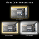 LOAAO 40X32 LED Bathroom Mirror with Lights, Anti-Fog, Dimmable, Backlit + Front Lit, Lighted Bathroom Vanity Mirror for Wall, Memory Function, Waterproof, Tempered Glass LOAAO