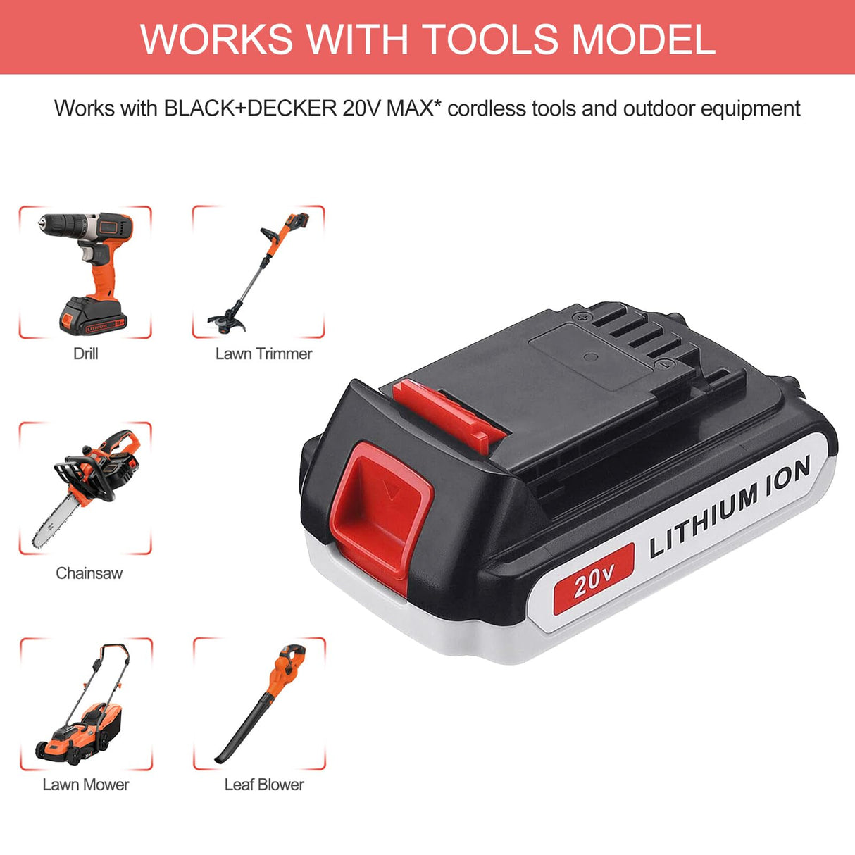 GOOALITY LBXR20 20V Lithium Battery with Charger Replace for Black and Decker 20V MAX LBXR20 LB20 LBX20 LBXR2020-OPE LBX4020 Battery and Charger GOOALITY