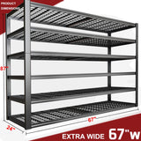 PMKES 67" W Garage Shelving Heavy Duty, Adjustable 6 Tier Metal Shelves, Commercial Metal Shelf Rack, Industrial Shelving, 2 Pack PMKES