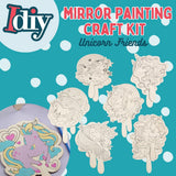Paint Your Own Mirror Kids Party Craft Kits (12 Unicorn Friends Wood Mirrors)- Each Kit Has its Own Brush & Four Paints- Fun, Unique Birthday Favors, Summer Camp Art Activity, Classroom School Project Idiy