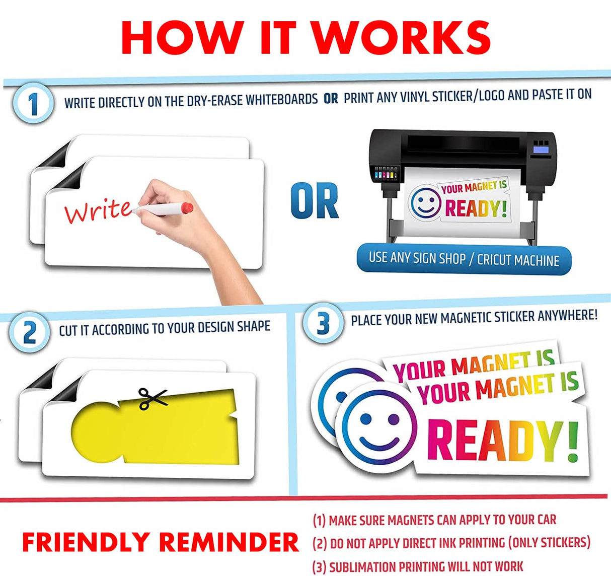 Set of 2 - Blank Car Door Magnet Sticker, Rounded Corners Magnetic Vehicle Sign, Perfect Magnet for Car to DIY Advertise Business and Cover Company Logo, Personalized Magnet Decal, White (18x12 inch) ANOER