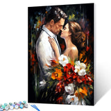 Tucocoo Romantic Lovers Paint by Number for Adults Beginner, DIY Oil Painting Kits on Canvas with Brushes and Acrylic Pigment, Abstract Flowers and Couple Picture for Home Decor 16x20inch (Frameless) Tucocoo